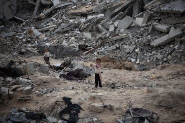Daily life in Gaza amid Israeli attacks- – KHAN YUNIS, GAZA – OCTOBER 20:  Palestinians continue to live among the rubble of houses destroyed in the Israeli attacks as there are almost no solid structures left in the city due to Israel’s attacks on Gaza for more than a year, in Khan Yunis, Gaza on October 20, 2024.